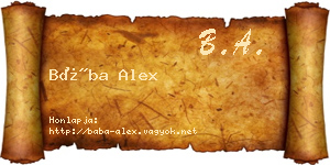Bába Alex névjegykártya